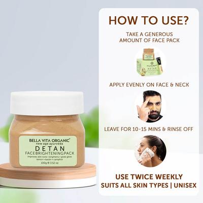 Bella Vita Organic De Tan Removal Face Pack 85 gm - Face Packs