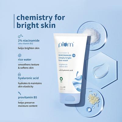 Plum 2% Niacinamide Face Wash With Rice Water For Bright, Soft Skin Gentle,Non-drying formula 150 ml - Face Wash & Cleansers