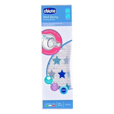 Chicco Wellbeing Feeding Bottle - Blue 250 ml - Feeding & Nursing