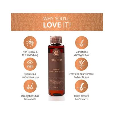 SoulTree Organic Sweet Almond Oil 100 ml - Hair Oils