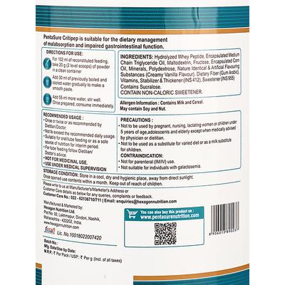 PentaSure Criti Peptide 100% Diet Powde - Creamy Vanilla Flavour 400 g - Protein Drink