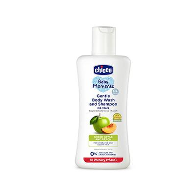 Chicco Baby Moments Gentle Bodywash and Shampoo With Green Apple and Peach 100 ml - Shower Gels & Body Wash