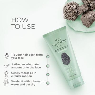 The Face Shop Jeju Volcanic Lava Deep Pore-Cleansing Foam Scrub 140ml - Scrubs & Exfoliants