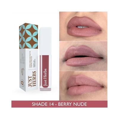 Just Herbs Ayurvedic Herb-Enriched Matte Liquid Lipstick with Liquorice + Cica + Sweet Almond Oil, Berry Nude 2ml - Liquid Lipsticks