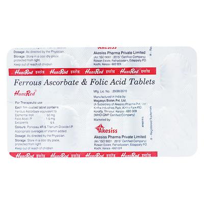 Huntred Tablet 10'S - Iron Supplement/Anaemia-Vma