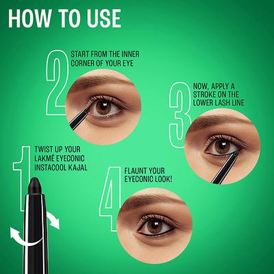 Lakme Eyeconic Insta Cool Kajal Black 0.35 Gm - Kajal & Kohls