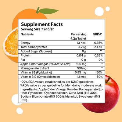 Plix The Plant Fix Apple Cider Vinegar Effervescent Tablet (Orange Squeeze), 15 Tablets 1's - Apple Cider Vinegar - Acv