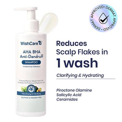 Wishcare Hydrating AHA BHA Anti Dandruff Shampoo -Piroctone Olamine, Salicylic Acid, LHA, Probiotics 250 ml - Eyeshadow, Bases & Primers