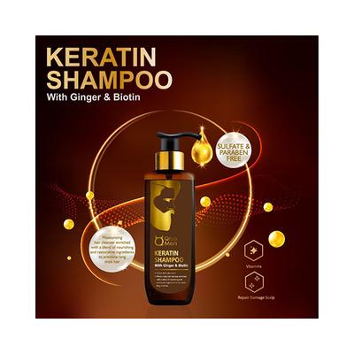 Qraamen Keratin Shampoo with Ginger and Biotin for Nourished and Thick Hair - Sulfate and Paraben Free 200 ml - Shampoos