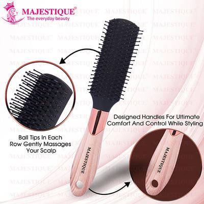 Majestique Prime Black Hair Brush 8 Row Flat Series, Bio-Friendly Detangling Brush 1's - Hair Brushes