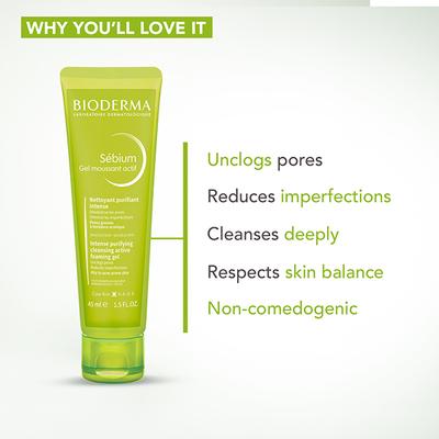 Bioderma Sebium Gel Moussant Actif Intense Purifying Cleansing Foaming Gel 45 ml - Face Gels