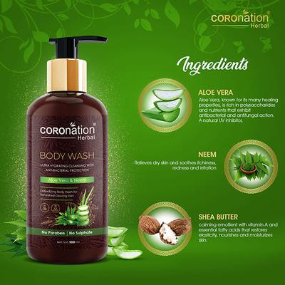 COROnation Herbal Aloe Vera and Neem Body Wash 300 ml - Shower Gels & Body Wash
