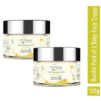 Donum Naturals Baby Moisturising Cream - Saffron & Vitamin-F Cream (Pack of 2 x 60 gm) - Creams, Lotions & Oils