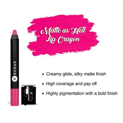 SUGAR Cosmetics Matte As Hell Crayon Lipstick - 02 Mary Poppins (Fuchsia) 2.8 gm - Lip Crayons
