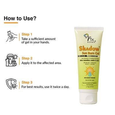 Fixderma Shadow Sun Burn Gel with 20% Aloe Vera Gel & Vitamin E Sunburn Cream for Face 75 gm - Face Packs