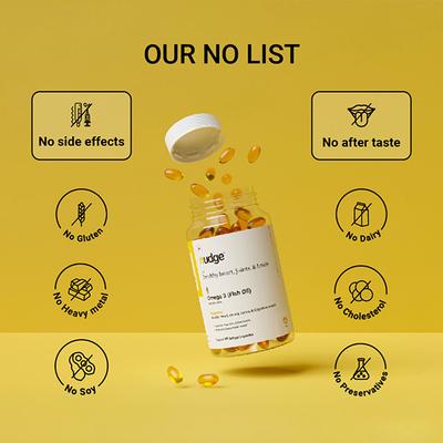 Nudge Wellness Omega 3 Fish Oil Softgel Capsules for Healthy Heart, Joints & Brain 30's - Omega Fish Oil Fatty Acids