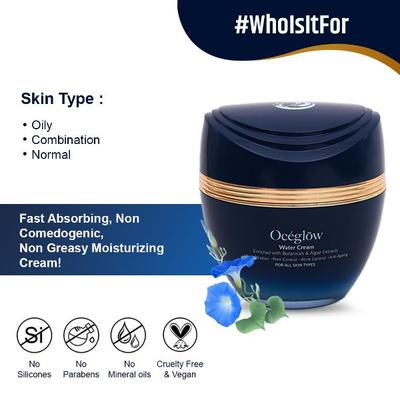 Oceglow Anti Aging Water Face Cream for Women, Reduces fine lines, Wrinkles & Dullness with Hyaluronic Acid & Tea Tree Oil 50 ml - Face Moisturizers