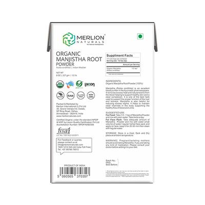 Merlion Naturals Organic Manjistha Root Powder 227 gm - Face Packs