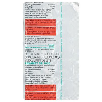 ZAVAMET SR 1000 Tablet 10's - Diabetes-Ant