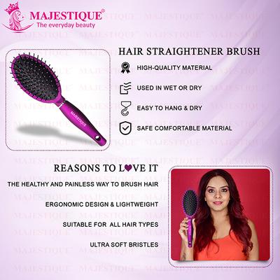 Majestique Hair Straightener Brush, Bio-Friendly Detangling Hair Brush, Comfortable and Styling - Purple 1's - Multi-Stylers