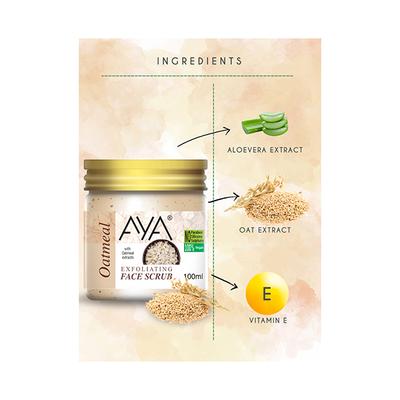 Aya Oatmeal Exfoliating Face Scrub, No Paraben, No Silicone, No Sulphate 100 ml - Scrubs & Exfoliants
