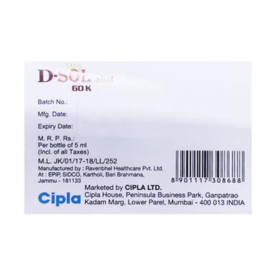 D SOL SHOT 60K SUGAR FREE MIXED FRUIT FLAVOUR Oral Solution 5ml - Supplements-Vit