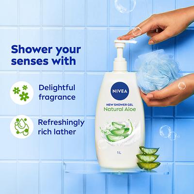 Nivea Shower Gel Natural Aloe 1000 ml - Shower Gels & Body Wash