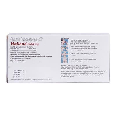 HALLENS CHILD (2G) Suppositories 7's - Constipation-Lax