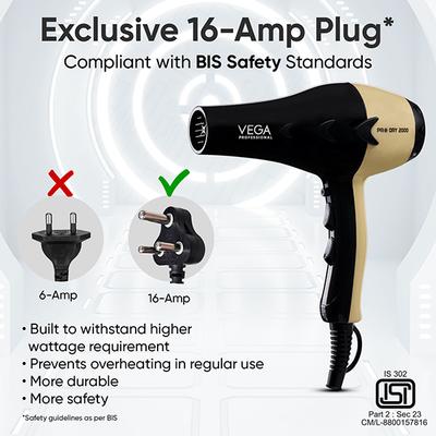 VEGA Professional Pro Dry 1800-2000W Hair Dryer for Salon Professionals & Home, (VPVHD-04) 1's - Hair Dryers