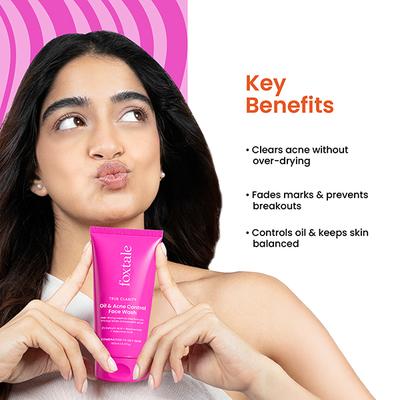 Foxtale Oil and Acne Control Face Wash - Fights Acne, Calms Skin, No Dryness 150 ml - Face Wash & Cleansers