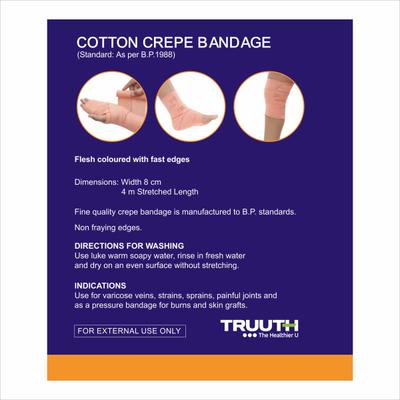 Truuth Crepe Bandage (8 cm x 4 mtr) - Bandages