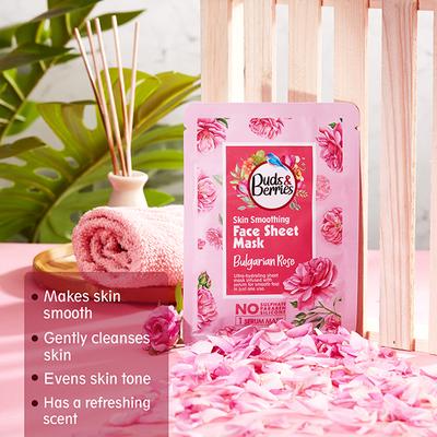 Buds & Berries Bulgarian Rose Sheet Mask Pouch 25 gm - Sheet Masks
