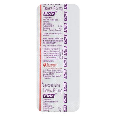 Elriz 5mg Tablet 10'S - Allergies-Ant