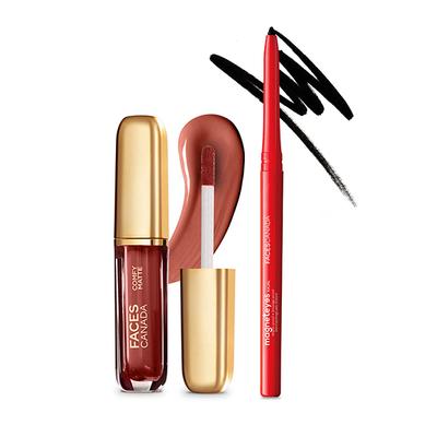 Faces Canada Lip & Eye Combo - For The Win + Magneteyes Kajal 1's - Kajal & Kohls