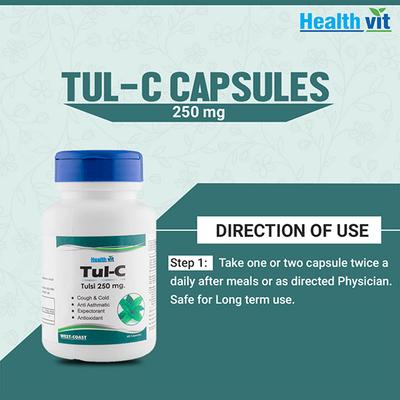 Healthvit TUL-C Tulsi powder 250 mg - Capsules 60's - Vitamin C