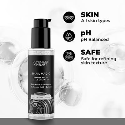 Conscious Chemist Snail Magic Mucin Repair Low Ph Gel Cleanser With Korean Snail Mucin Concentrate 100ml - Face Wash & Cleansers