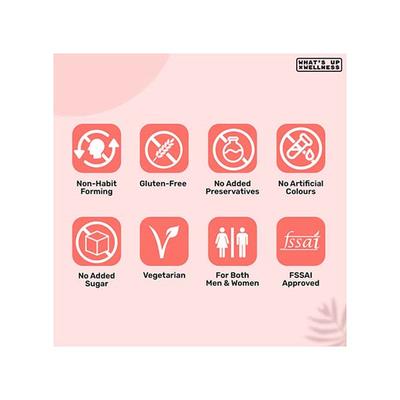 Whats Up Wellness Gut Health Gummies, Pre and Pro Biotic Patented Strain No Added Sugar 30 Days, 30 Gummies 1's - Digestive Health