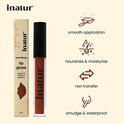 Inatur Lip Gloss - Wild Brown (L10) 2ml - Lip Glosses
