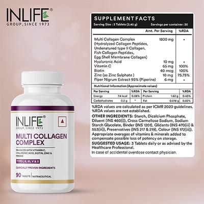 INLIFE Multi Collagen Complex Tablets 90's - Hair & Skin
