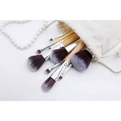 Bronson Professional Super Soft bristles HD finish Bamboo 11 pc makeup brush set with pouch 1's - Face Brush