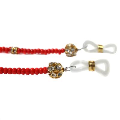 Modisch Red Moti And Golden Diamond Shine Stone Sunglasses Chain (JC-16Sr) 1's - Wearables Sunglasses