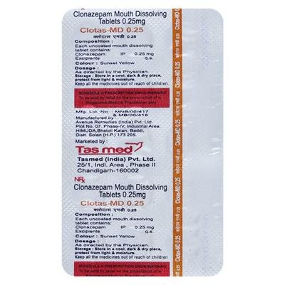 CLOTAS MD 0.25 Tablet 15's - Anxiety-Anx