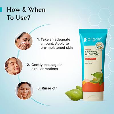 Pilgrim Vitamin CgEL FACE WASH Kakadu Plum & Lime Pearl for exfoliation & glowing skin 100 ml - Face Wash & Cleansers