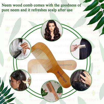 Majestique Wooden Hair Comb With Handle, Anti-Static and No Snag for Men and Women 1's - Hair Dryers