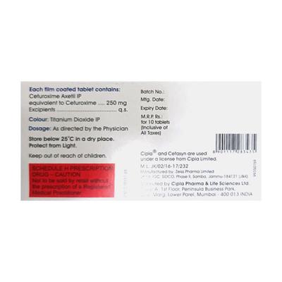 CEFASYN 250 Tablet 10's - Bacterial Infections-Cep