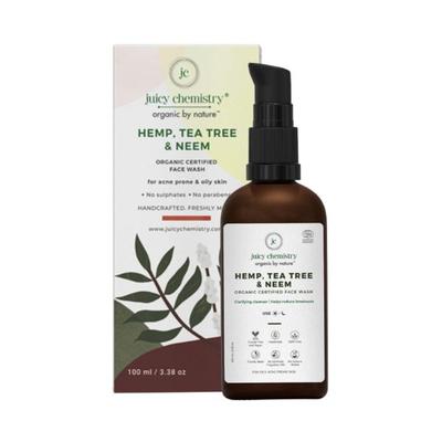 Juicy Chemistry Hemp, Tea Tree & Neem-Organic Face Wash for Acne Prone & Oily Skin 100ml - Face Wash & Cleansers