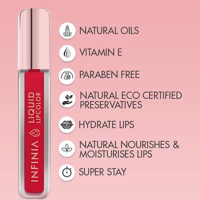 Infinia Liquid Lip Color Liquid Lipstick M 21 Long Lasting and Waterproof 5 ml - Liquid Lipsticks