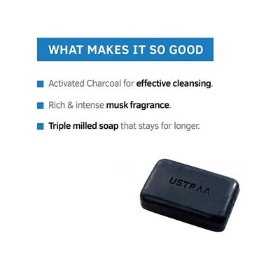 Ustraa Deo Soap for Men - Activated Charcoal (Pack of 8 x 100 gm) - Soaps