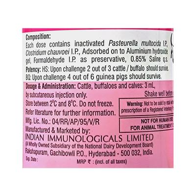 RAKSHA HS + BQ (VET) Vaccine 90ml - Veterinary-Pharma