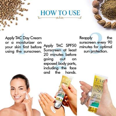TAC The Ayurveda Co. Eladi, Triphala & Hemp Seed SPF 50 UVA+UVB PA++++ Sun Screen 80 gm (N) - Personal Care (Ayush)